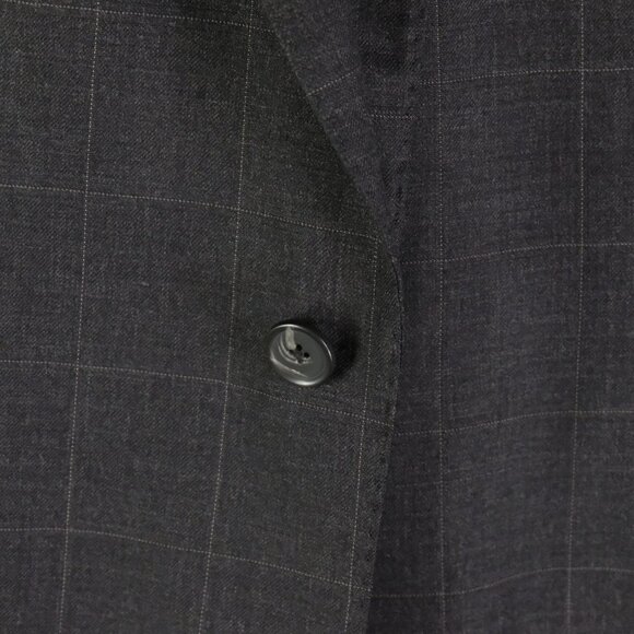 Samuelsohn Blazer Mens 44 Tall Long Gray Plaid Wool Super 100s Sport Coat Jacket - Picture 4 of 16
